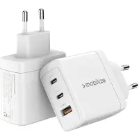 Mobilizera Mobilize väggladdare 2x USB-C + 1x USB GaN 65W vit med PD/PPS