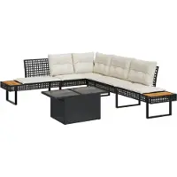vidaXL Loungegrupp med dynor 2 delar svart konstrotting glas