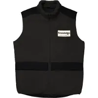Knowledge cotton apparel Men's Teddy Fleece Hood Vest With Rib Stop In Contrast Color Black Jet