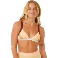 Rip Curl Women's Block Party Spliced Fixed Triangle Bikini Top Bone