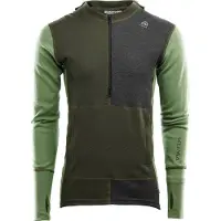 Aclima Men's WarmWool Hoodsweater with Zip Olive Night/Dill/Marengo