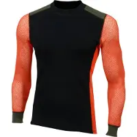 Aclima Men's WoolNet Hybrid Crew Neck Jet Black/Poinciana/Olive Nigh