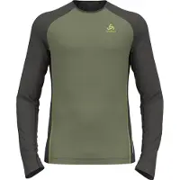 Odlo Men's Performance Wool 150 Base Layer Matte Green/Dark Grey Melange