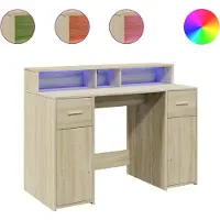 vidaXL Skrivbord med LED sonoma-ek 120x55x91 cm konstruerat trä