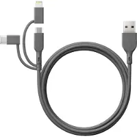GP USB-laddningskabel USB 2.0 USB-A kontakt, Apple Lightning kontakt , USB-Micro-B-kontakt, USB-C-kontakt 1.00 m Grå GPCBCY1NGYUSB313