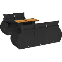 vidaXL Loungegrupp med dynor 6 delar svart konstrotting