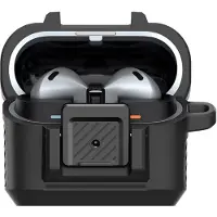 Spigen Lock Fit - Fodral laddningsfodral för trådlösa öronsnäckor - polykarbonat, termoplastisk polyuretan (TPU) - mattsvart - för Samsung Galaxy Buds3