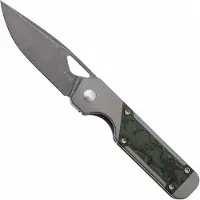 Kizer Cutlery Mini Militaw, Ki3634SA2 Frame Lock, Blackwashed S45VN, Grey Titanium, Jungle Wear Fat Carbon Inlay, pocket knife, Jonathan Styles design