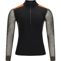 Aclima Men's WoolNet Hybrid Mockneck Jet Black/Tarmac/Gold Flame