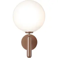 Nuura utomhusvägglampa Miira, Ø 20 cm, mörkbrons/opal dimbar, Brun / mässing, Metall, Skandinavisk