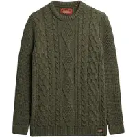 Superdry för män. M6110638A Flätad stickad tröja Jacob grön (S), Casual, Akryl, Hållbar