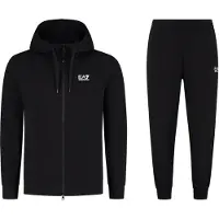 EA7 Mäns Emporio Armani Core Identity Full-Zip Träningsoverall i Svart