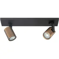 Highlight Takspotlight Halo, svart/mässing brännlackerad Längd 40 cm 2 lampor. dimbar, Svart, Vardagsrum / matsal, Metall, Modern