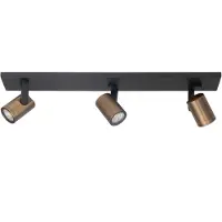 Highlight Takspotlight Halo, svart/mässing brännlackerad Längd 65 cm 3 lampor. dimbar, Svart, Vardagsrum / matsal, Metall, Modern