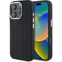 Mercedes MEHMP16L23SUVSK iPhone 16 Pro 6,3" svart hårddisk Silikon MagSafe vertikala ränder