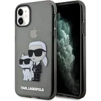 Karl Lagerfeld KLHCN61HNKCTGK iPhone 11/XR 6.1" svart hårt fodral Glitter Karl & Choupette