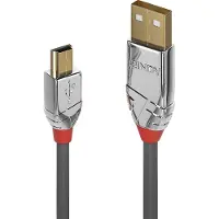 Lindy USB-kabel USB 2.0 USB-A kontakt, USB Mini-B kontakt 3.00 m Grå dubbelt skärmad 36633