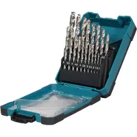 Makita D-78352 HSS Metall-spiralborrset 1 mm, 1.5 mm, 2 mm, 2.5 mm, 3 mm, 3.5 mm, 4 mm, 4.5 mm, 5 mm, 5.5 mm, 6 mm, 6.5 mm, 7 mm, 8 mm, 8.5 mm, 9 mm, 9.5 mm,