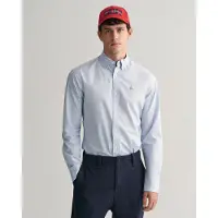 Gant för män. 3000132 Randig poplinskjorta med smal passform blå (XL), Casual, Bomull, Klassisk, Lång ärm