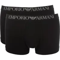 Emporio Armani Bokstavstryck Smal Passform Boxerkalsonger 2-pack Herrunderkläder Svart 112023-4R502-07320 M