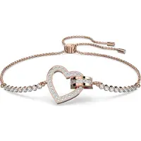 Swarovski Lovely Series Roseguld Hjärta Sammanlänkande Diamantarmband Damarmband 5636443 Box (Random Color)