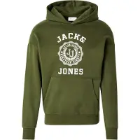 Jack & Jones Sweatshirt 'JJVICTO' oliv / vit