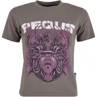 PEQUS T-shirt 'Medusa' grå / lila / vit
