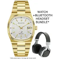 Bulova Super Seville Guldtonat Rostfritt Stål Vit Urtavla Kvarts 97B223 Herrklocka vit