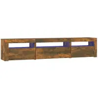 vidaXL Tv-bänk med LED-belysning Rökfärgad ek 195x35x40 cm