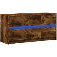 vidaXL Tv-bänk med LEDs rökfärgad ek 100x34x50 cm konstruerat trä