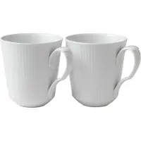 Royal Copenhagen White Fluted Mug-38 Cl-set Of 2 Mugg