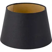 QAZQA Lampskärm i bomull svart 20/15/13 med guld inuti