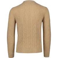 Gant för män. 8050213 Rundhalsad tröja i brun fårull, stickad med åttor (XXL), Casual