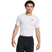 Under Armour Herrar HeatGear Kompressions T-shirt med kort ärm, Vit (100)/Svart, X-Large