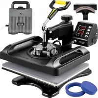 Vevor värmepressmaskin 12 x 15 tum 5 i 1 skjorttrycksmaskin 360° rotation svängbar värmepress 5 i 1 värmepress 1000W sublimeringsmaskin dubbelrörsvärme för gör-det-själv-T-muggar och skjortor