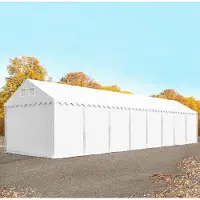TOOLPORT Lagertält 4x20 m - 2,6 m sidohöjd, med bottenram, PVC 800 vit, utan hållfasthet (Säkerhetspaket)