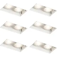 QAZQA Set om 6 infällda spotlights vita GU10 50mm 2-ljus utan kant - Oneon