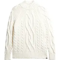 Superdry för kvinnor. W6110530A Vit stickad tröja med hög hals i åttastickat tyg (L), Casual, Akryl