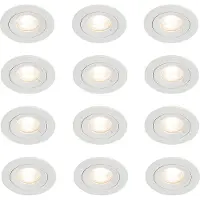 QAZQA Set om 12 infällda spotlights vita runda GU10 50 mm IP44 - Xena