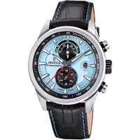Festina Timeless Kronograf Läderarmband Blå Urtavla Kvarts F20695-2 100M Herrklocka blå