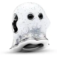 Pandora Moments Ghost sterling silver berlock with black crystal and shimmering white glow in the dark enamel 793404C01
