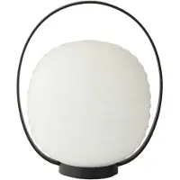New Works LED-uppladdningsbar bordslampa Lykta, vit, glas, dimbar Lantern,, Vitt / opal, Metall, Design