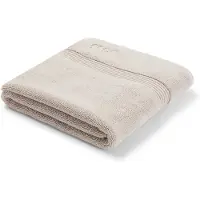 BOSS Beige Aegean-cotton bath mat with tonal logo
