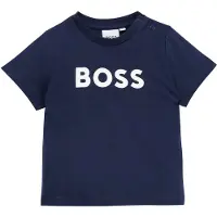 BOSS T-shirt - Marinblå m. Vit - - 12 mån - T-shirt