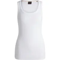 BOSS för kvinnor. 50504245 T-shirt Emmatite vit (L), Casual, Bomull, Ärmlös / Hängselbyxor