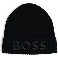 BOSS Virgin-wool beanie hat with embroidered logo