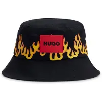 HUGO Kids' bucket hat in cotton canvas with flame artwork