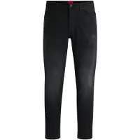 HUGO för män. 50517492 Jeans med avsmalnande passform i djupsvart stretchdenim (30/32), Casual, Ekologisk bomull, Hållbar