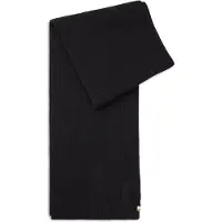 BOSS Ribbed scarf in a cotton blend with logo embroidery