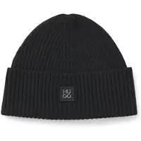 HUGO Virgin-wool beanie hat with stacked logo